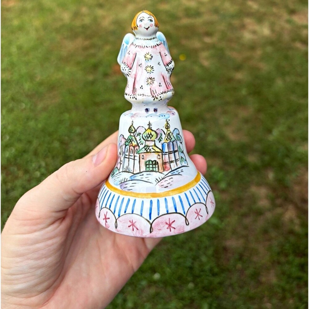 Hand-Painted Ceramic Angel Bell with Clapper